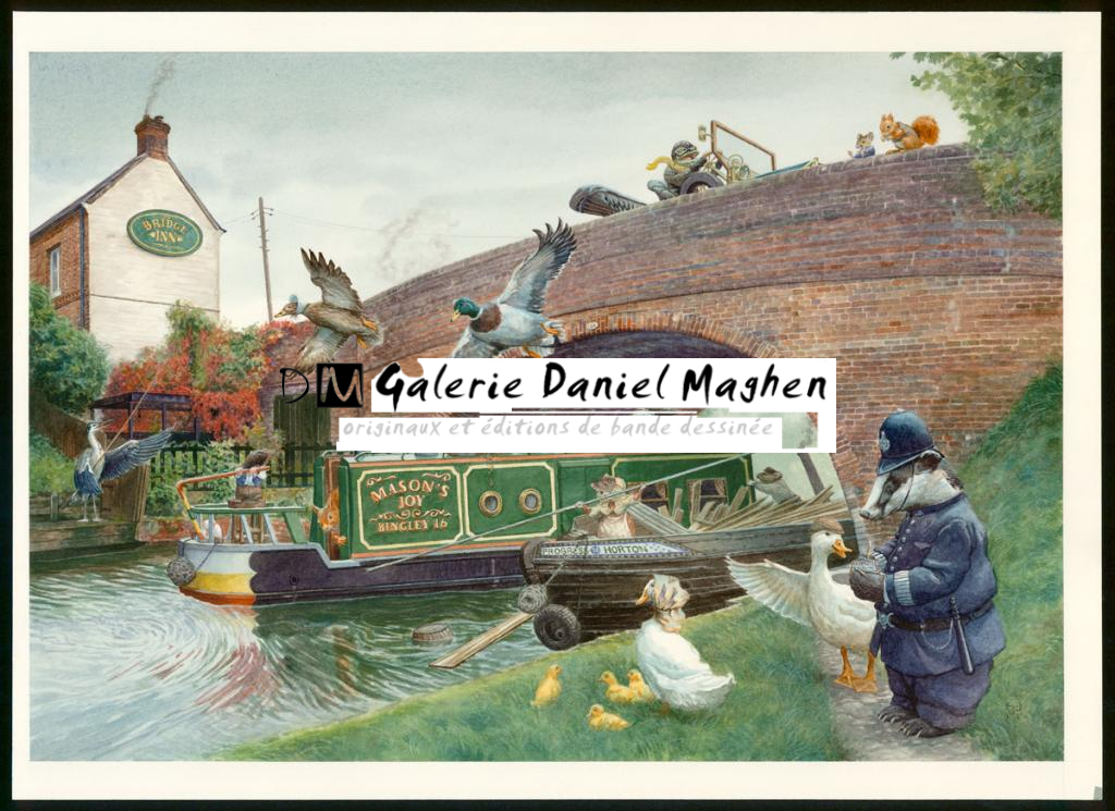 Illustration originale, "Barging Through - Christopher Dunn - Aquarelle sur papier - 3399