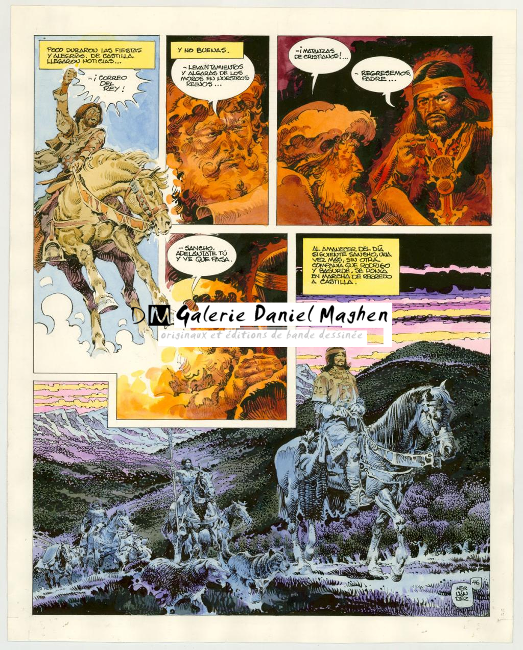 Planche originale n°46 - Antonio Hernandez Palacios - Encre de couleur et encre de Chine sur contrecollé - 5618