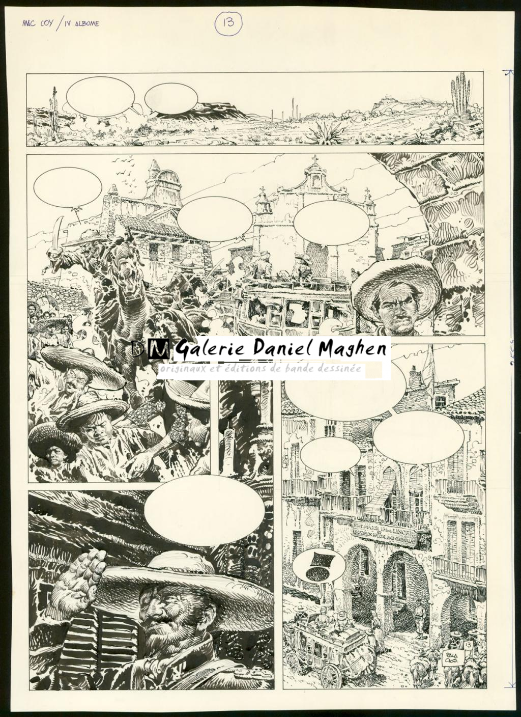 Planche originale n°13 avec calque de texte - Antonio Hernandez Palacios - Encre de Chine sur papier - 3415