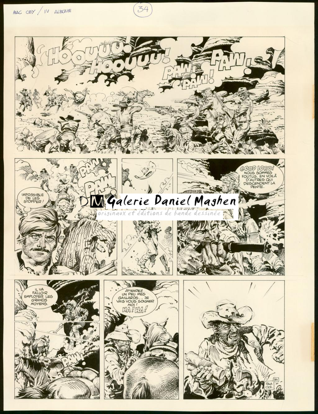 Planche originale n°34 avec calque de texte - Antonio Hernandez Palacios - Encre de Chine sur papier - 5615