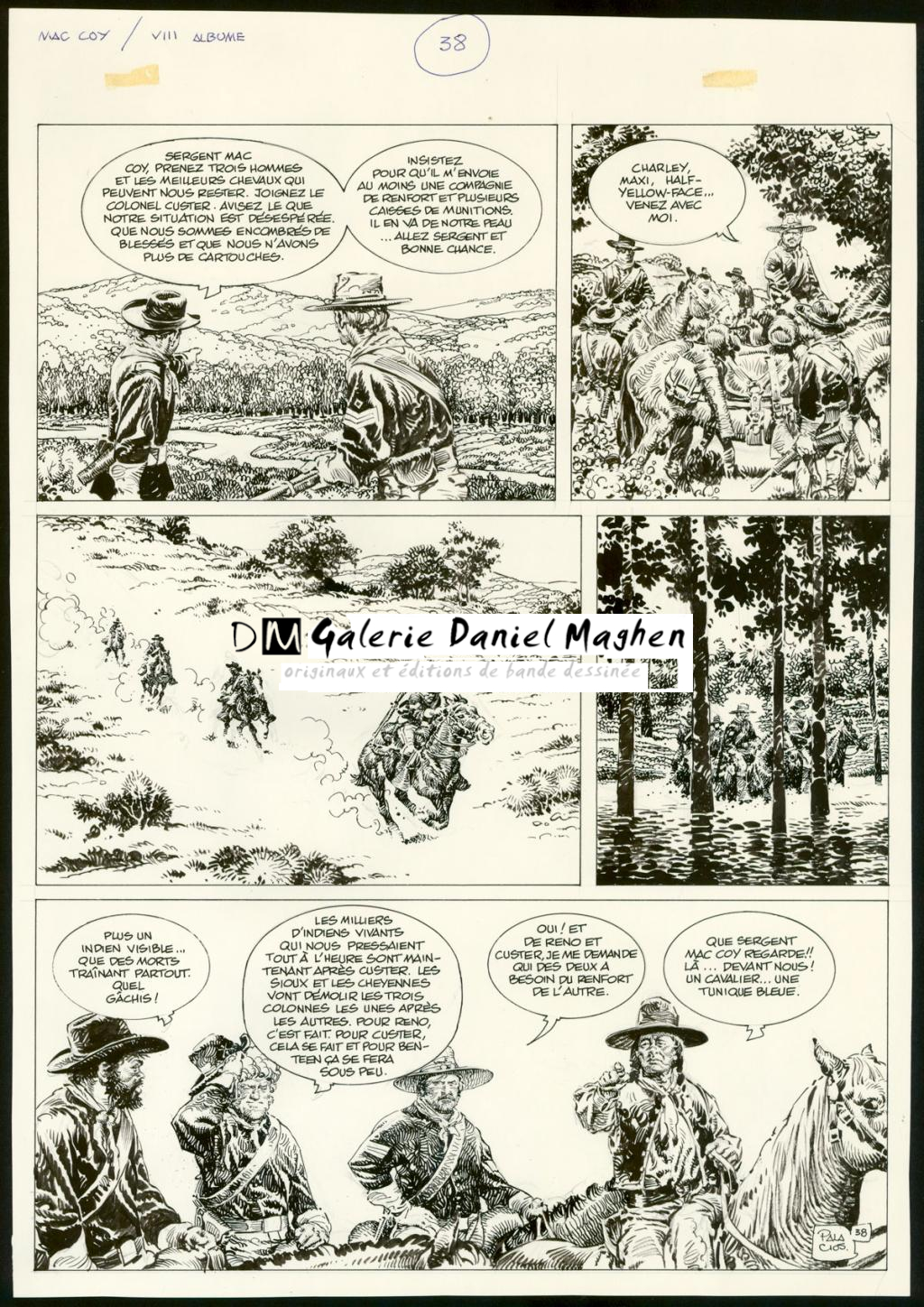Planche originale n°38 avec son calque de texte - Antonio Hernandez Palacios - Encre de Chine sur papier - 5613