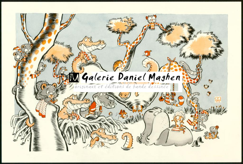 Illustration originale - Julie M - Encres de couleur sur papier - 5514