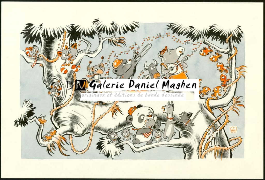 Illustration originale - Julie M - Encres de couleur sur papier - 3428