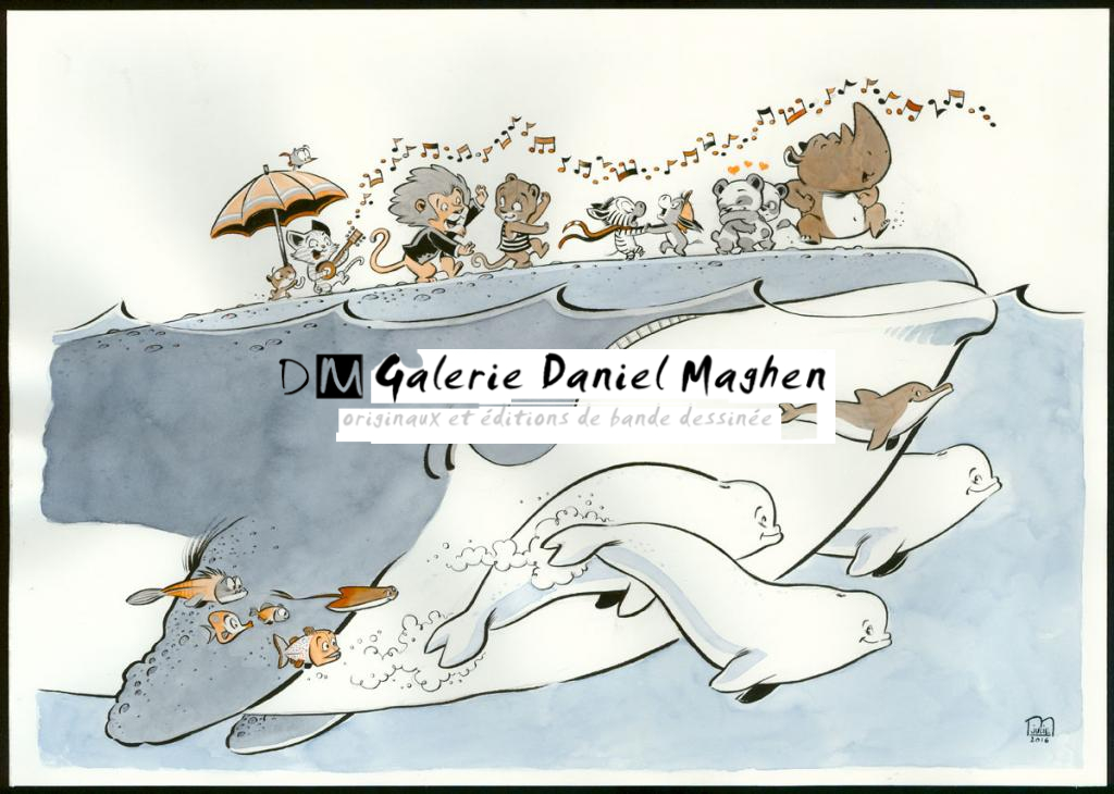 Illustration originale - Julie M - Encres de couleur sur papier - 3429