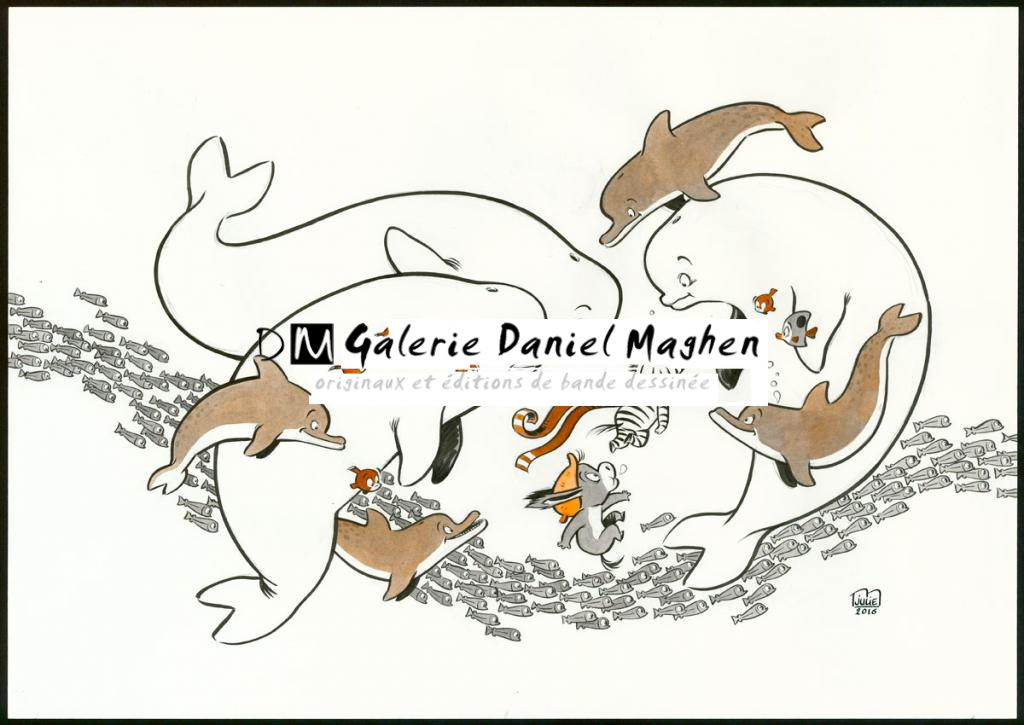 Illustration originale - Julie M - Encres de couleur sur papier - 5516