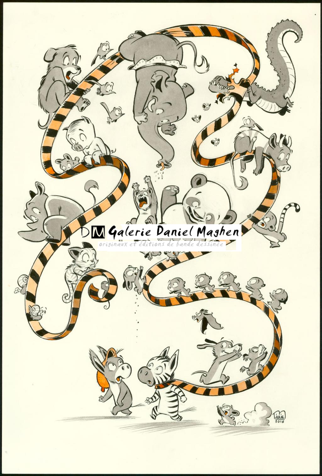 Illustration originale - Julie M - Encres de couleur sur papier - 5517