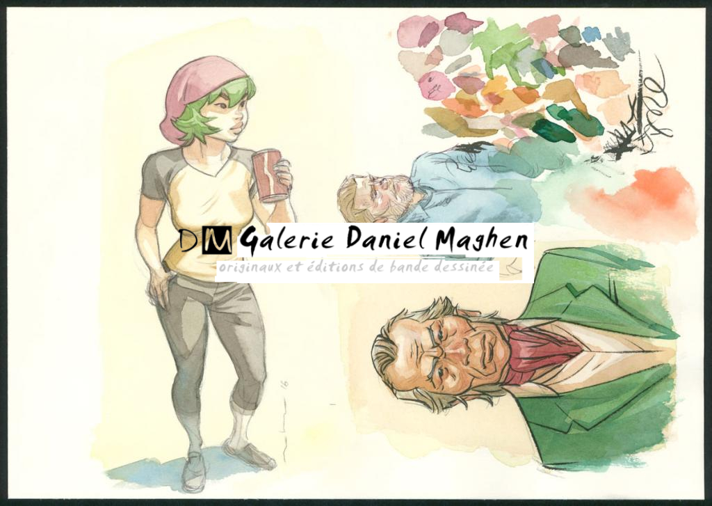 Illustration originale - Marcial Toledano - Encre de Chine et encre de couleur sur papier - 3676