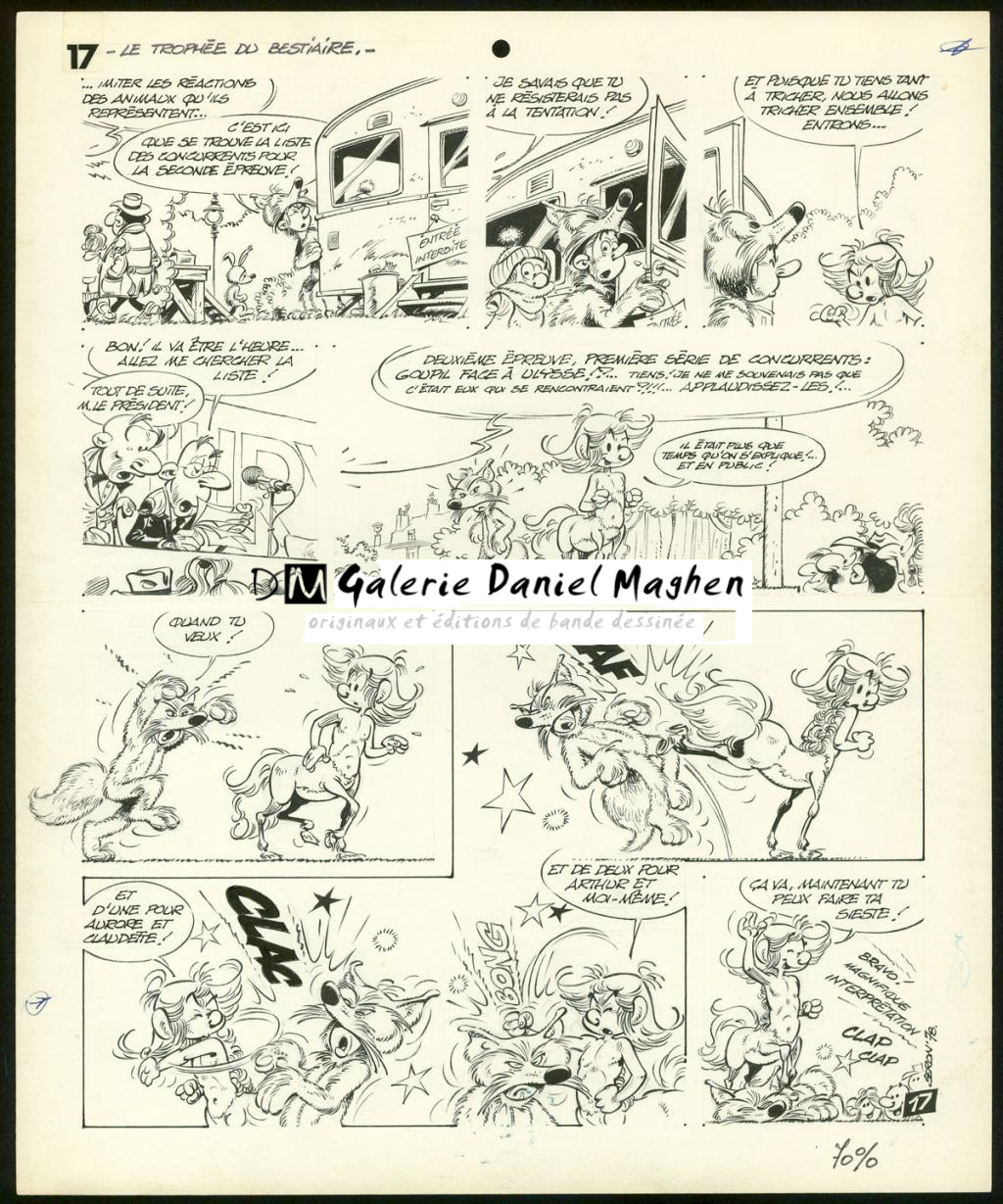Planche originale de l'histoire " Le trophée du bestiaire " - Pierre Seron - Encre de Chine sur papier - 3477