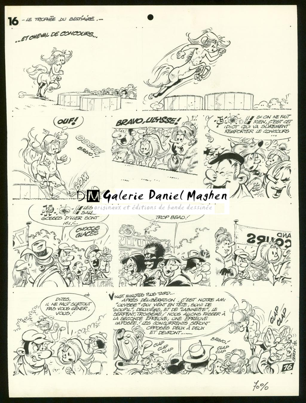 Planche originale de l'histoire " Le trophée du bestiaire " - Pierre Seron - Encre de Chine sur papier - 3465