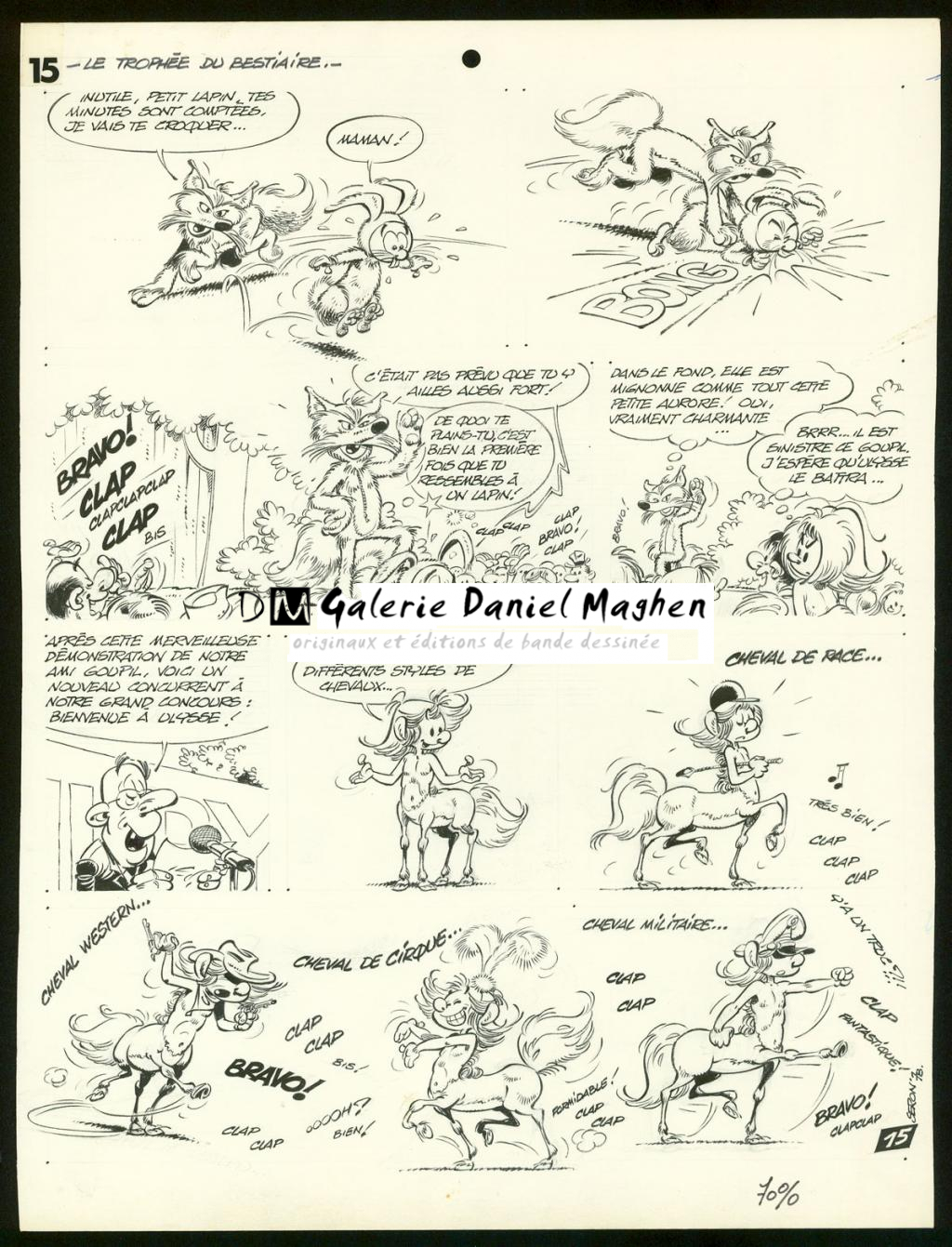 Planche originale de l'histoire " Le trophée du bestiaire " - Pierre Seron - Encre de Chine sur papier - 3466