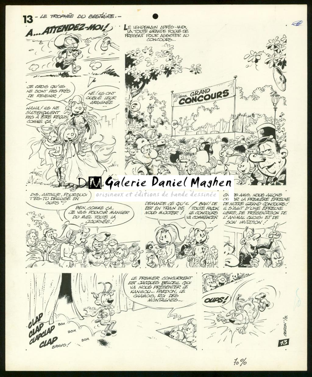 Planche originale de l'histoire " Le trophée du bestiaire " - Pierre Seron - Encre de Chine sur papier - 3468