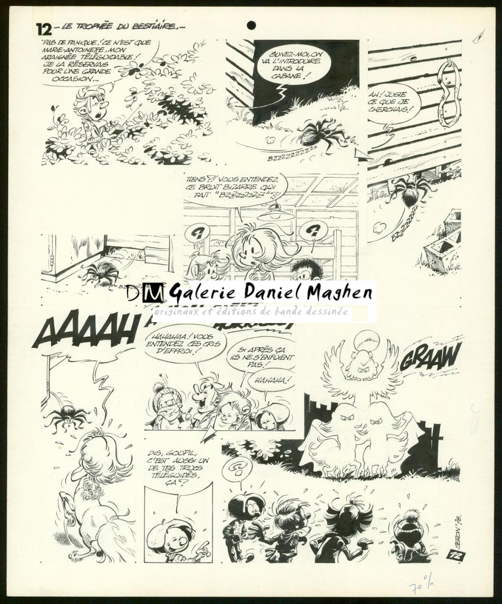 Planche originale de l'histoire " Le trophée du bestiaire " - Pierre Seron - Encre de Chine sur papier - 3469