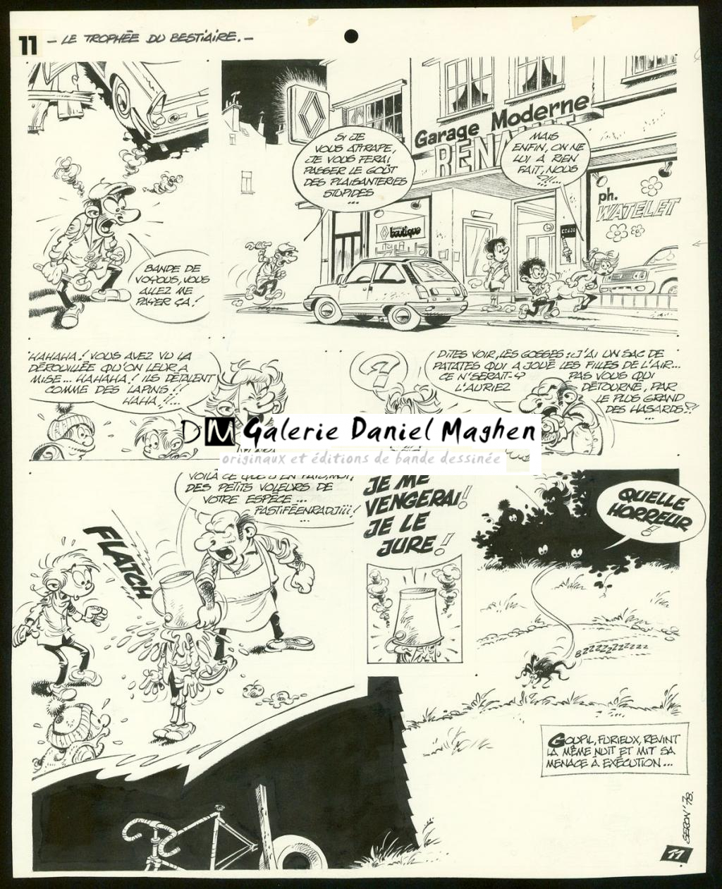 Planche originale de l'histoire " Le trophée du bestiaire " - Pierre Seron - Encre de Chine sur papier - 3470