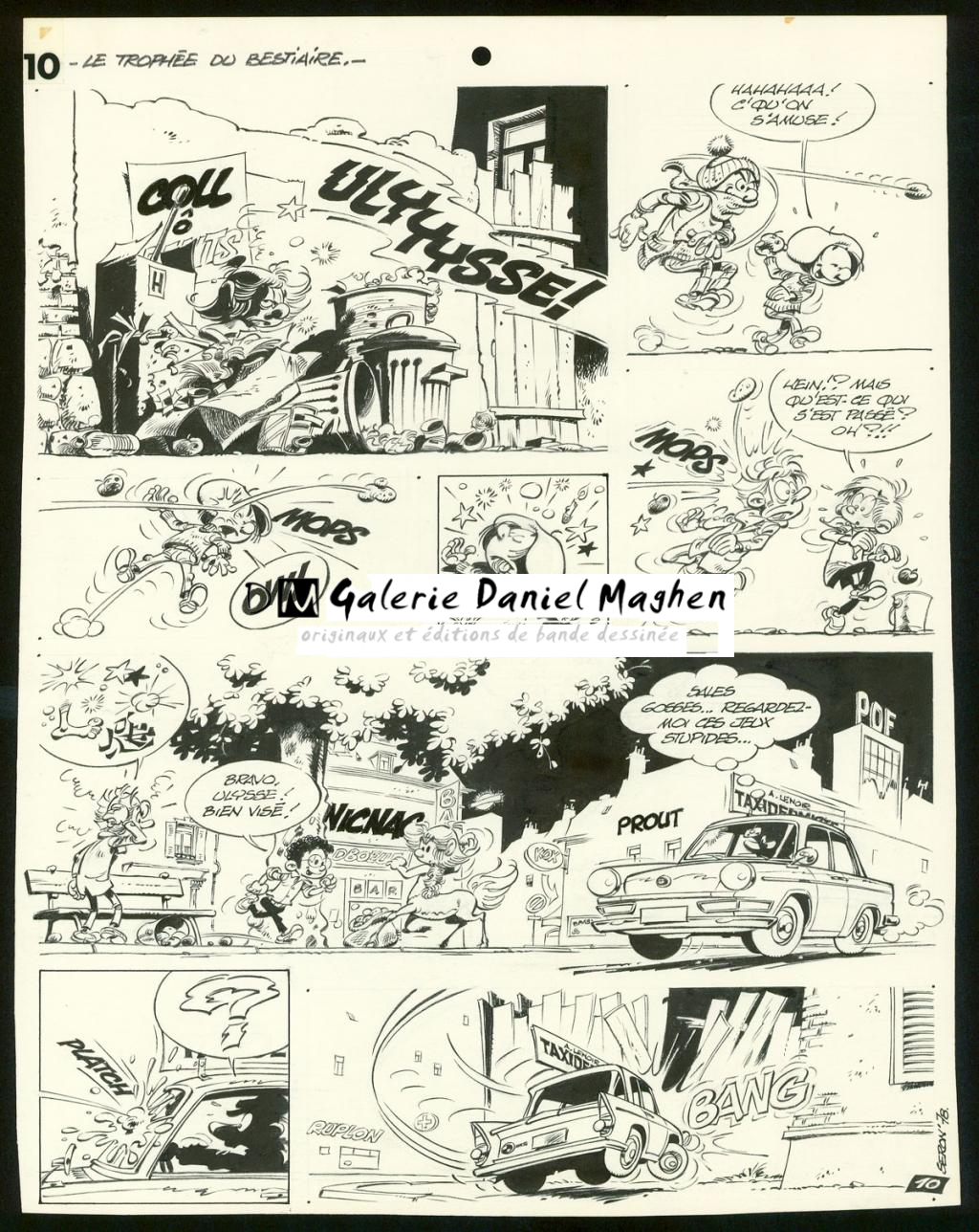 Planche originale de l'histoire " Le trophée du bestiaire " - Pierre Seron - Encre de Chine sur papier - 3471