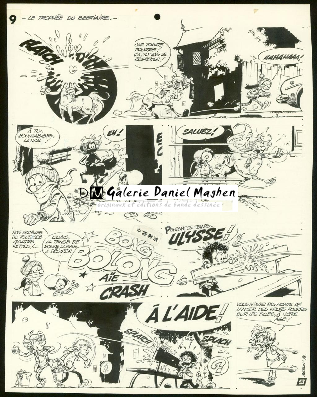 Planche originale de l'histoire " Le trophée du bestiaire " - Pierre Seron - Encre de Chine sur papier - 3472