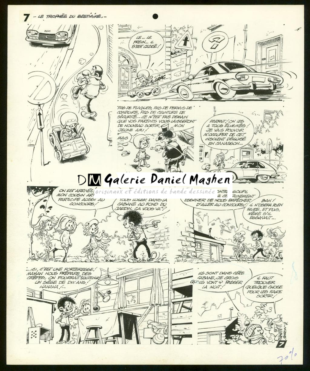 Planche originale de l'histoire " Le trophée du bestiaire " - Pierre Seron - Encre de Chine sur papier - 3479