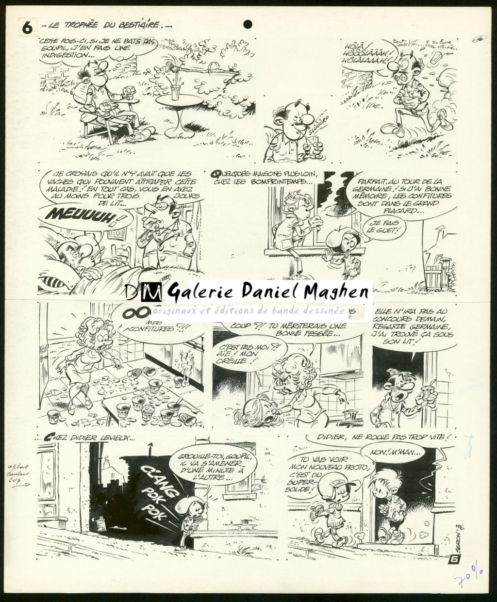 Planche originale de l'histoire " Le trophée du bestiaire " - Pierre Seron - Encre de Chine sur papier - 3473