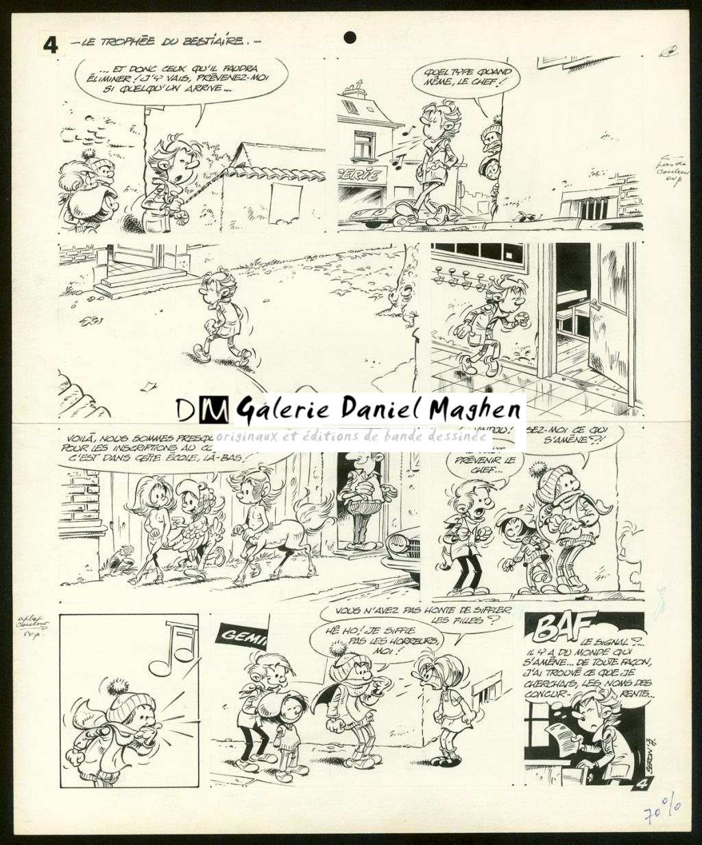 Planche originale de l'histoire " Le trophée du bestiaire " - Pierre Seron - Encre de Chine sur papier - 3474