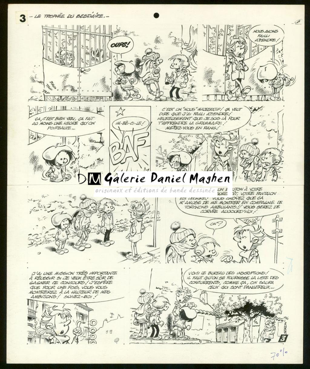 Planche originale de l'histoire " Le trophée du bestiaire " - Pierre Seron - Encre de Chine sur papier - 3475