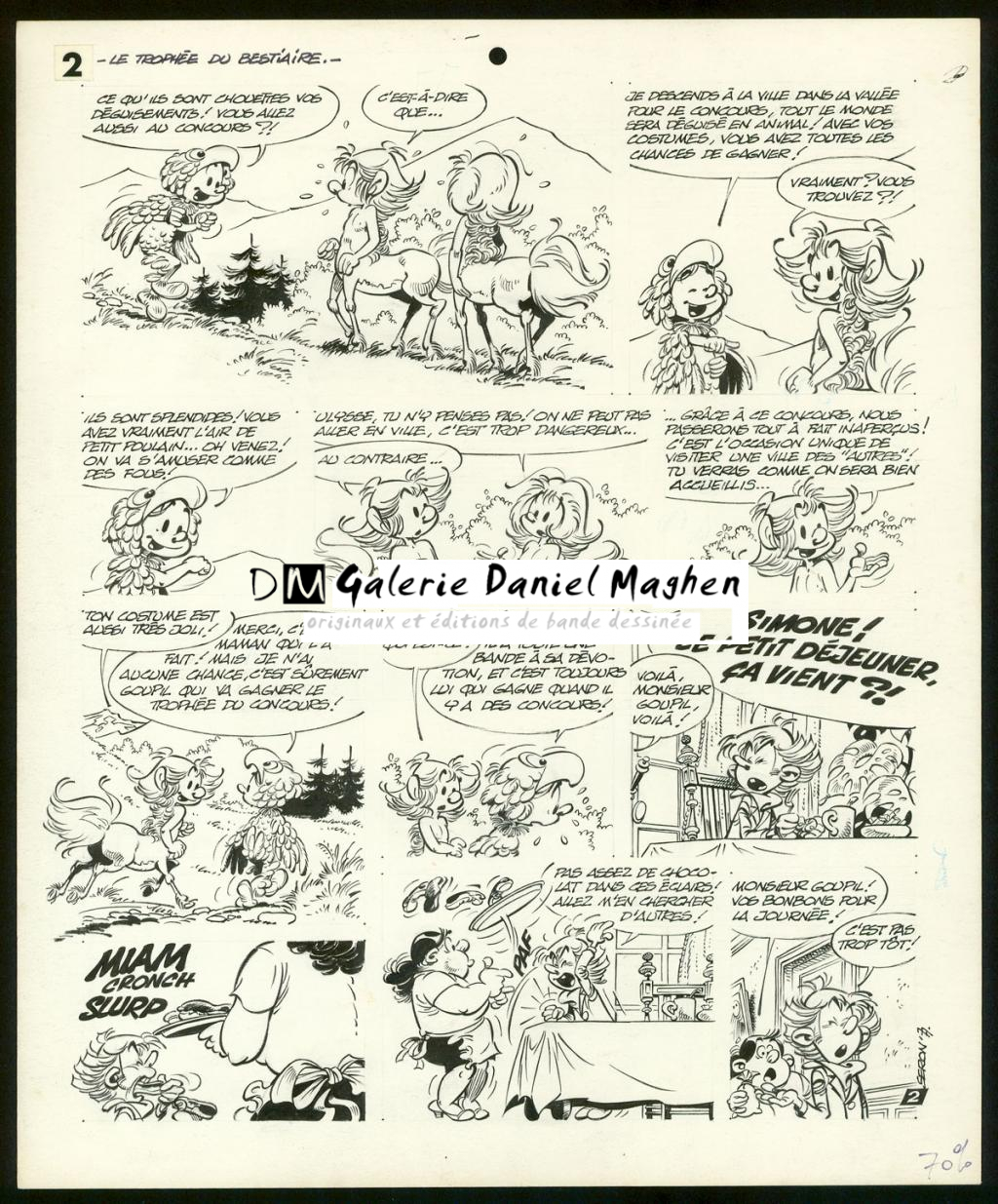 Planche originale de l'histoire " Le trophée du bestiaire " - Pierre Seron - Encre de Chine sur papier - 3476