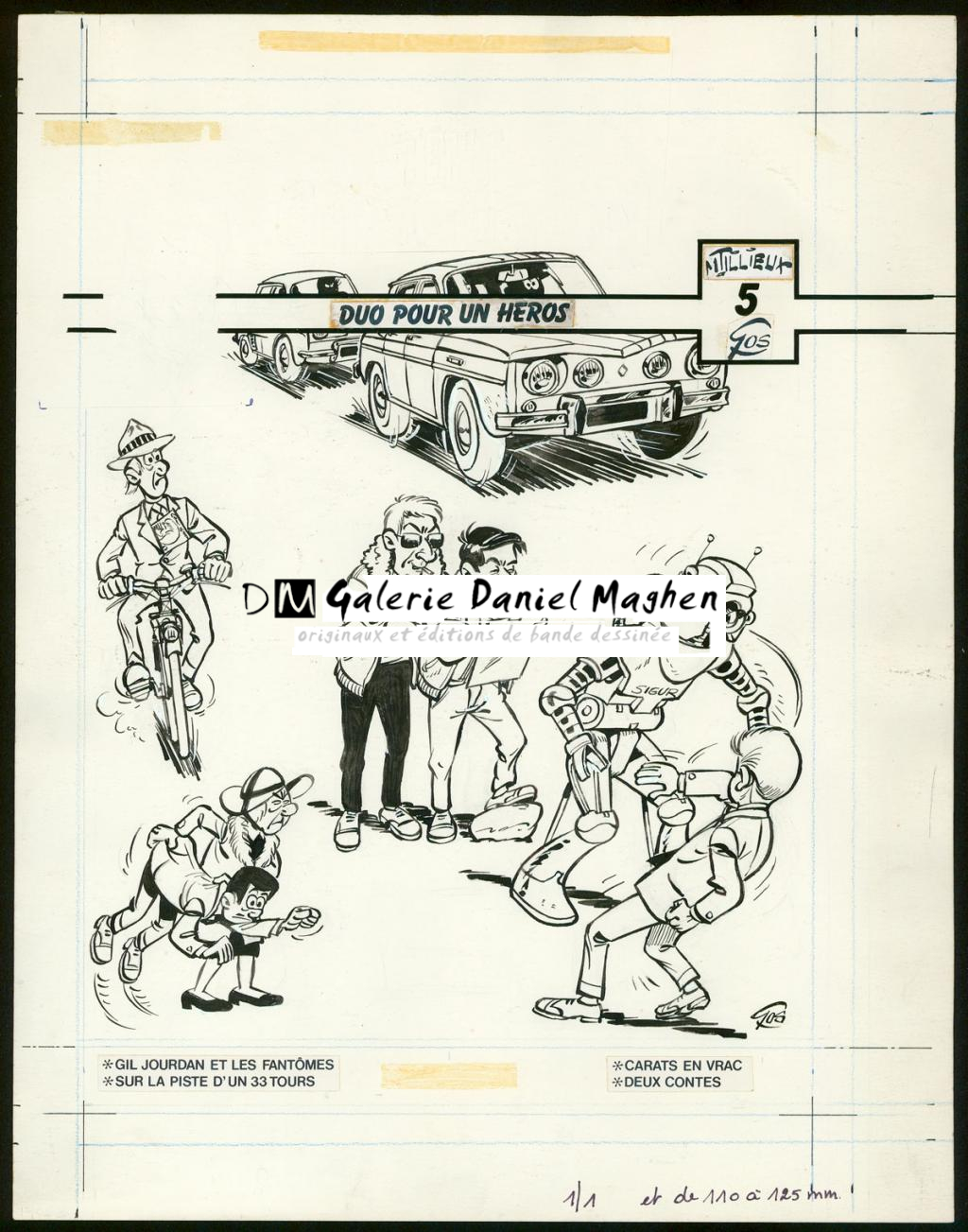 Couverture originale, "Tout sur Gil Jourdan n°5 - Roland Gos - Encre de Chine sur papier - 5051