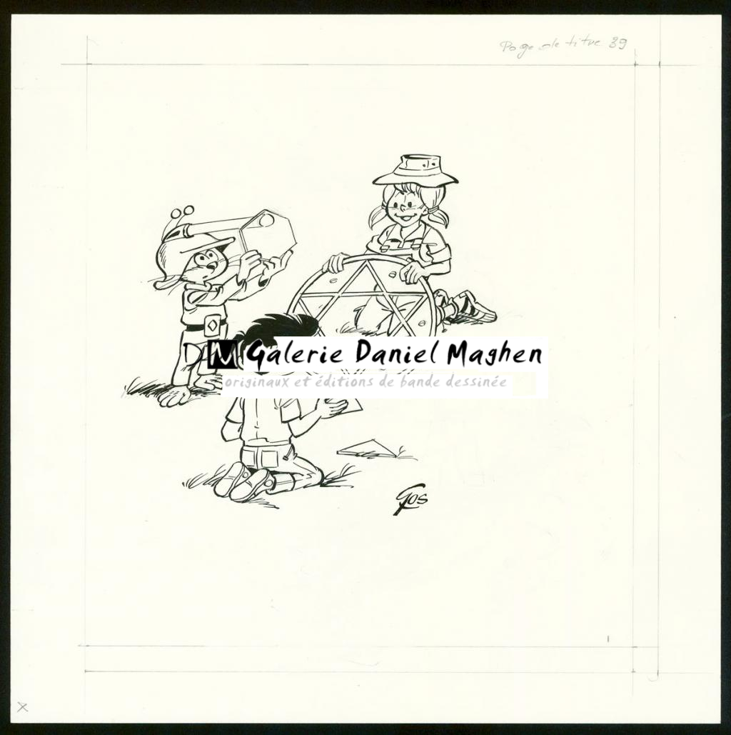 Illustration originale, page de titre de l'album - Roland Gos - Encre de Chine sur papier - 5052