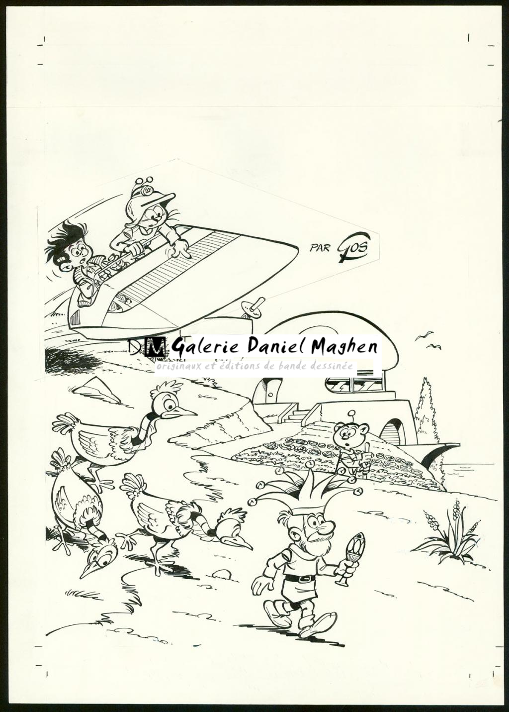 Illustration originale, projet de couverture. Une rustine - Roland Gos - Encre de Chine sur papier - 5058