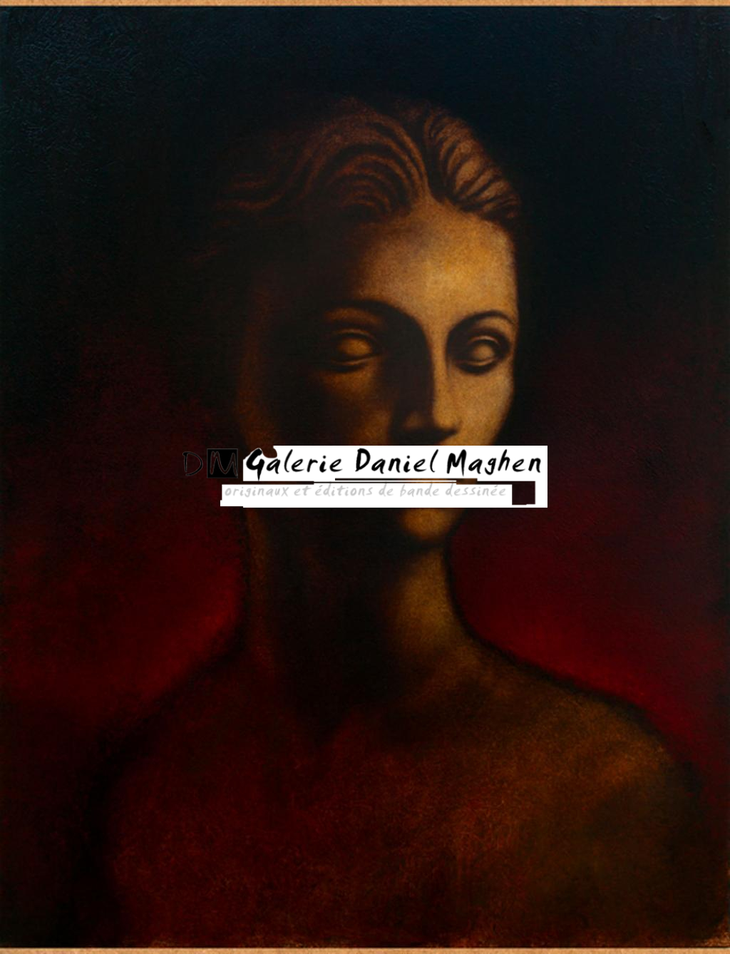 Planche originale n°74, page de fin. Marques de clous sur les 4 côtés - Régis Penet - Huile et crayon sur bois - 3631