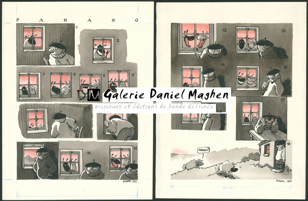 Planches originales en couleurs directes  pour un gag en 2 pages - F'murr - Encre de Chine et encre de couleur sur papier - 3695