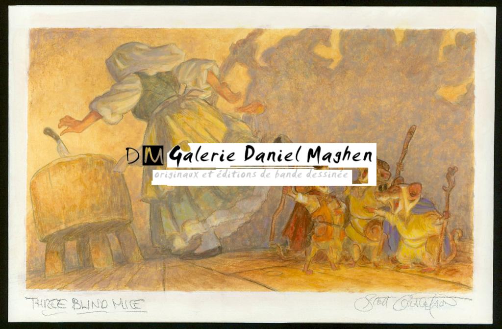 Illustration originale - Three Blind Mice - Scott Gustafson - Technique mixte - 3878