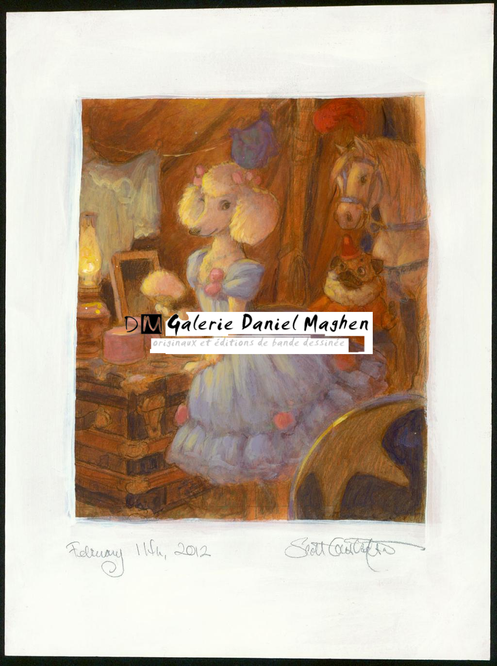 Illustration originale - Circus Poodle - Scott Gustafson - Technique mixte - 3876