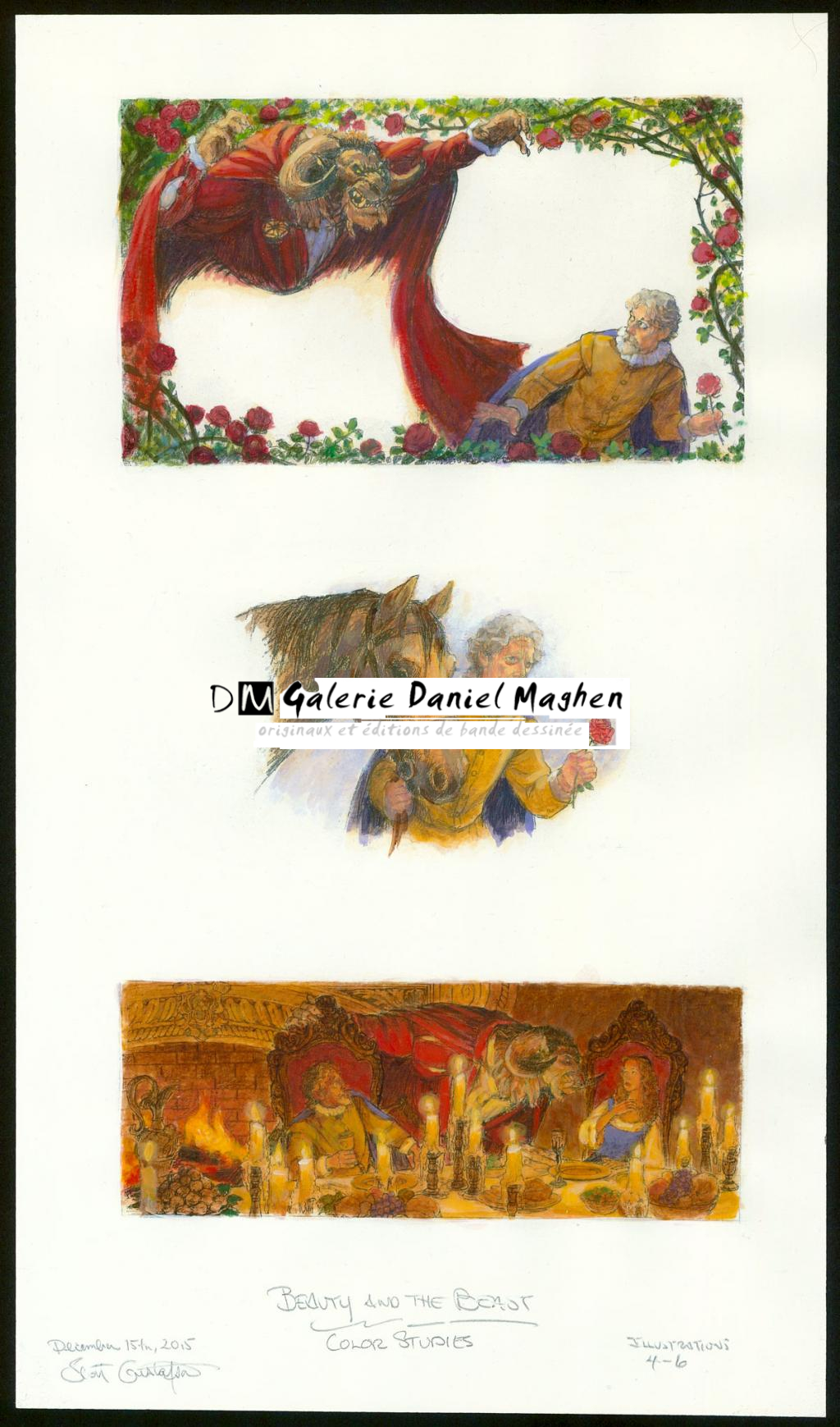 Illustration originale - Beauty and the Beast - Color Studies - Scott Gustafson - Technique mixte - 3871