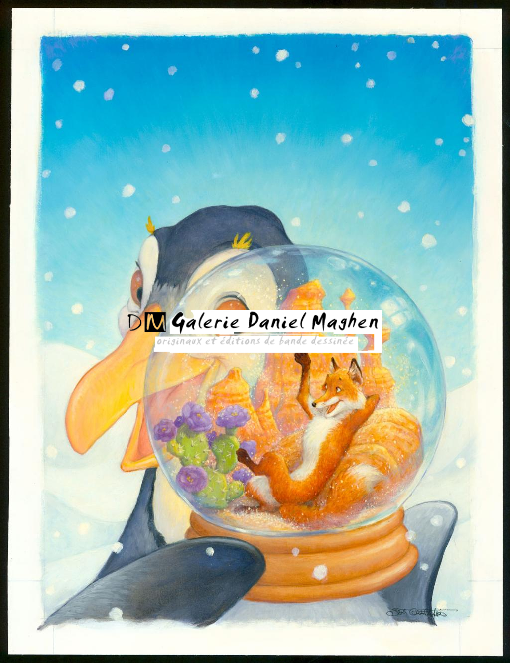 Peinture originale " The Fox and the Penguin - Scott Gustafson - Acrylique - 3864