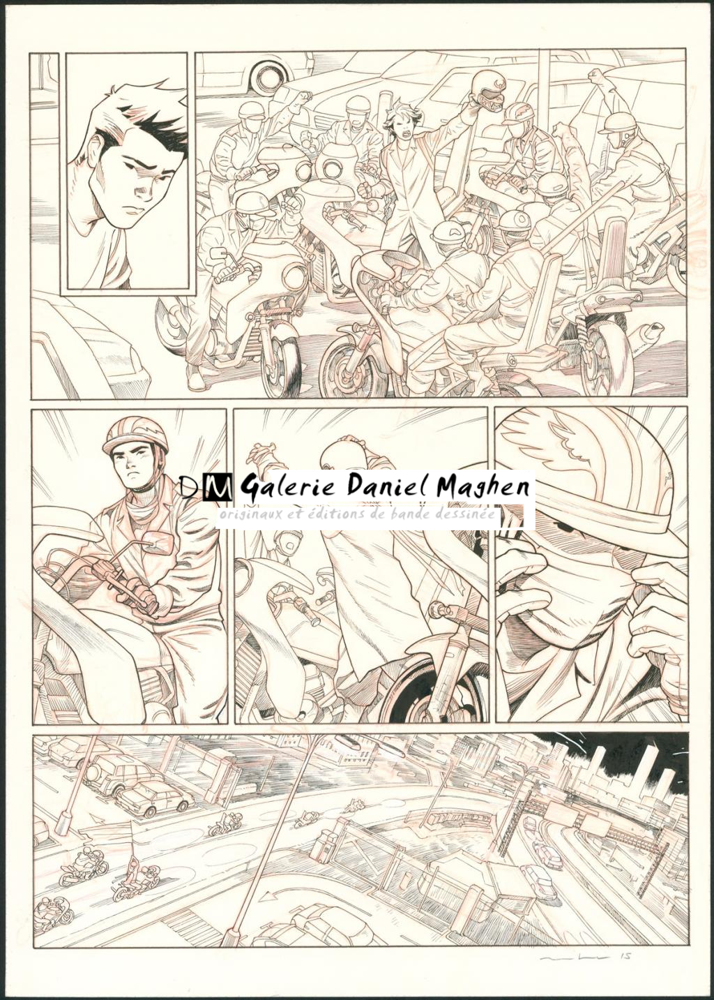 Planche originale - Marcial Toledano - Encre de Chine et crayon rouge sur papier - 3667