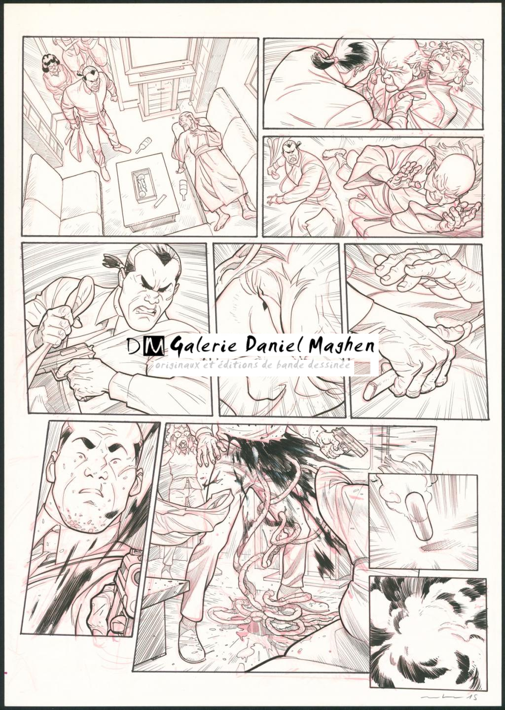 Planche originale - Marcial Toledano - Encre de Chine et crayon rouge sur papier - 3660