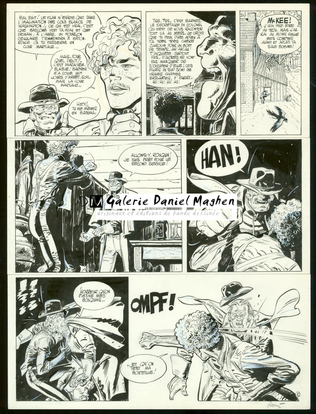 Planche originale n°8, rustine en case 1 - Christian Rossi - Encre de Chine sur papier - 3510