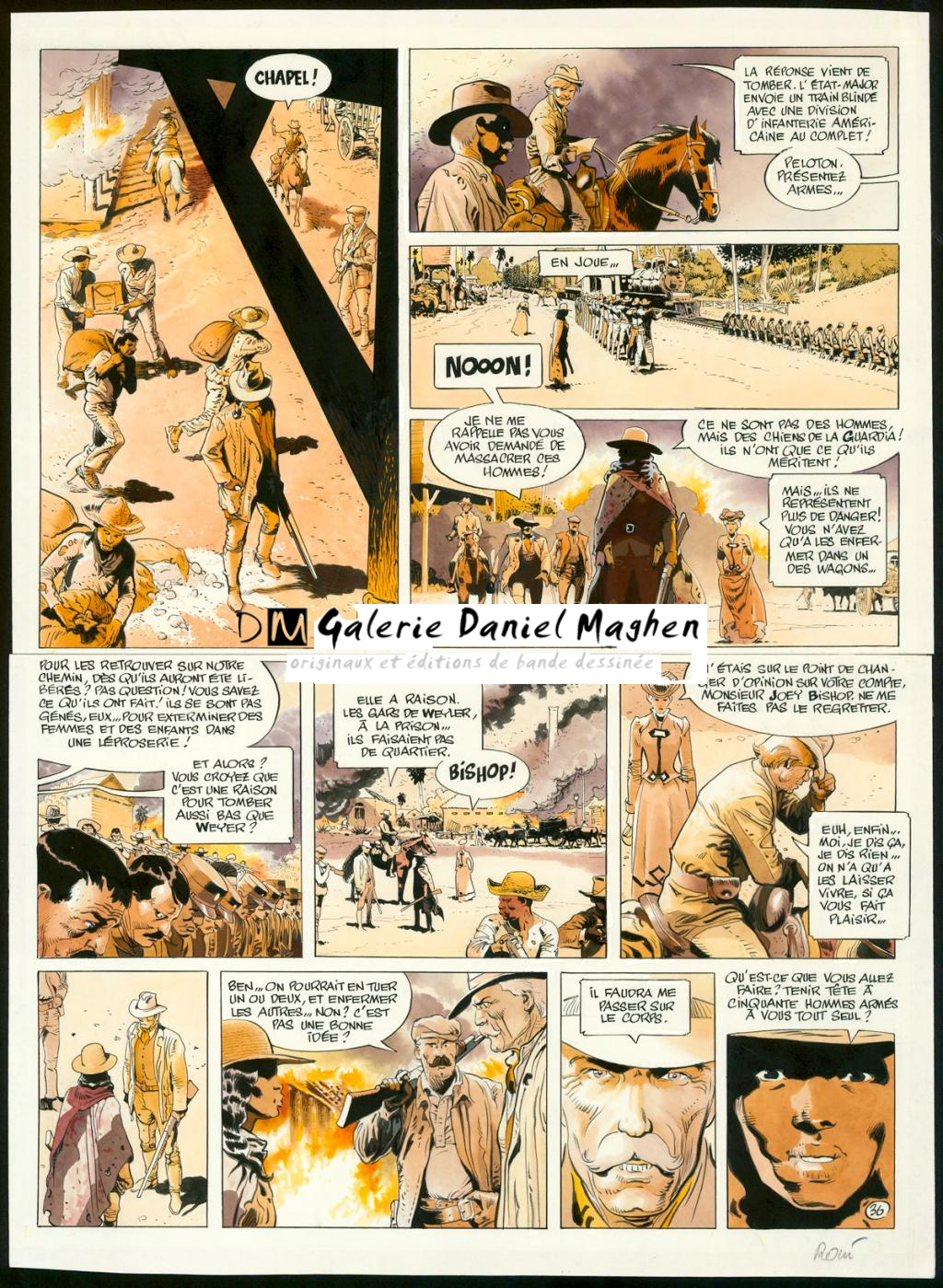 Planche originale n°36 - Christian Rossi - Encre de Chine et encre de couleur sur papier - 3500