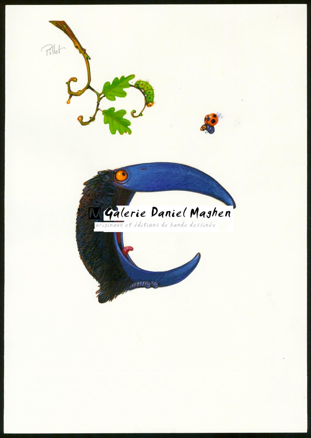 Illustration originale, Corbeau - Frédéric Pillot - Acrylique rehaussée de craie - 4823