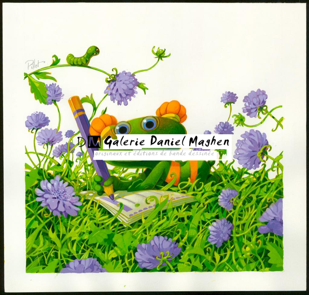 Illustration originale de  Lulu pour un livre d'apprentissage à la lecture - Frédéric Pillot - Acrylique rehaussée de craie - 6255