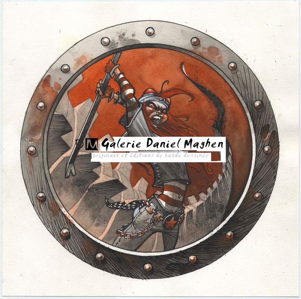 Illustration originale intitulée "Alligator 427 - Cromwell - Encre de Chine et encre de couleur sur papier - 4307