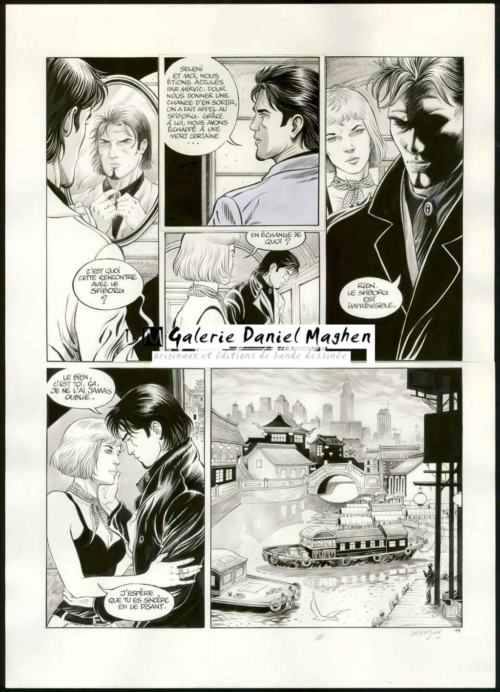 Planche originale n°14, rustine en case 2 - Olivier Grenson - Encre de Chine et lavis sur papier - 3587