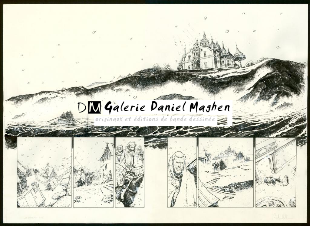 Double-planche originale n°4 et 5. Rustine en case 1 - Stefano Carloni - Encre de Chine - 3615