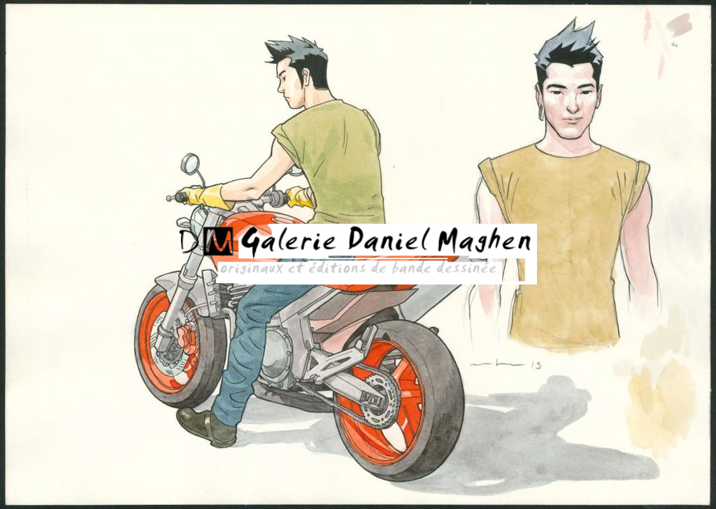 Illustration originale - Marcial Toledano - Encre de Chine et encre de couleur sur papier - 3650