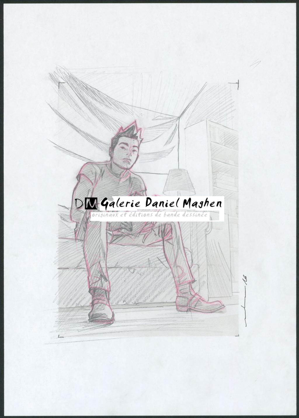 Illustration originale - Marcial Toledano - Mine de plomb et crayon de couleur - 3654