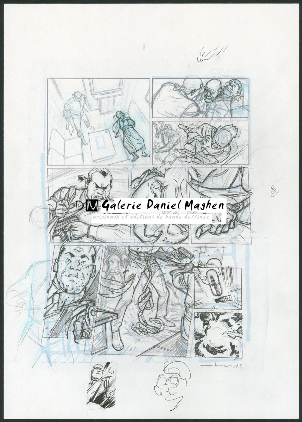 Planche originale crayonnée - Marcial Toledano - Encre de Chine, crayon et crayon bleu sur papier - 3659