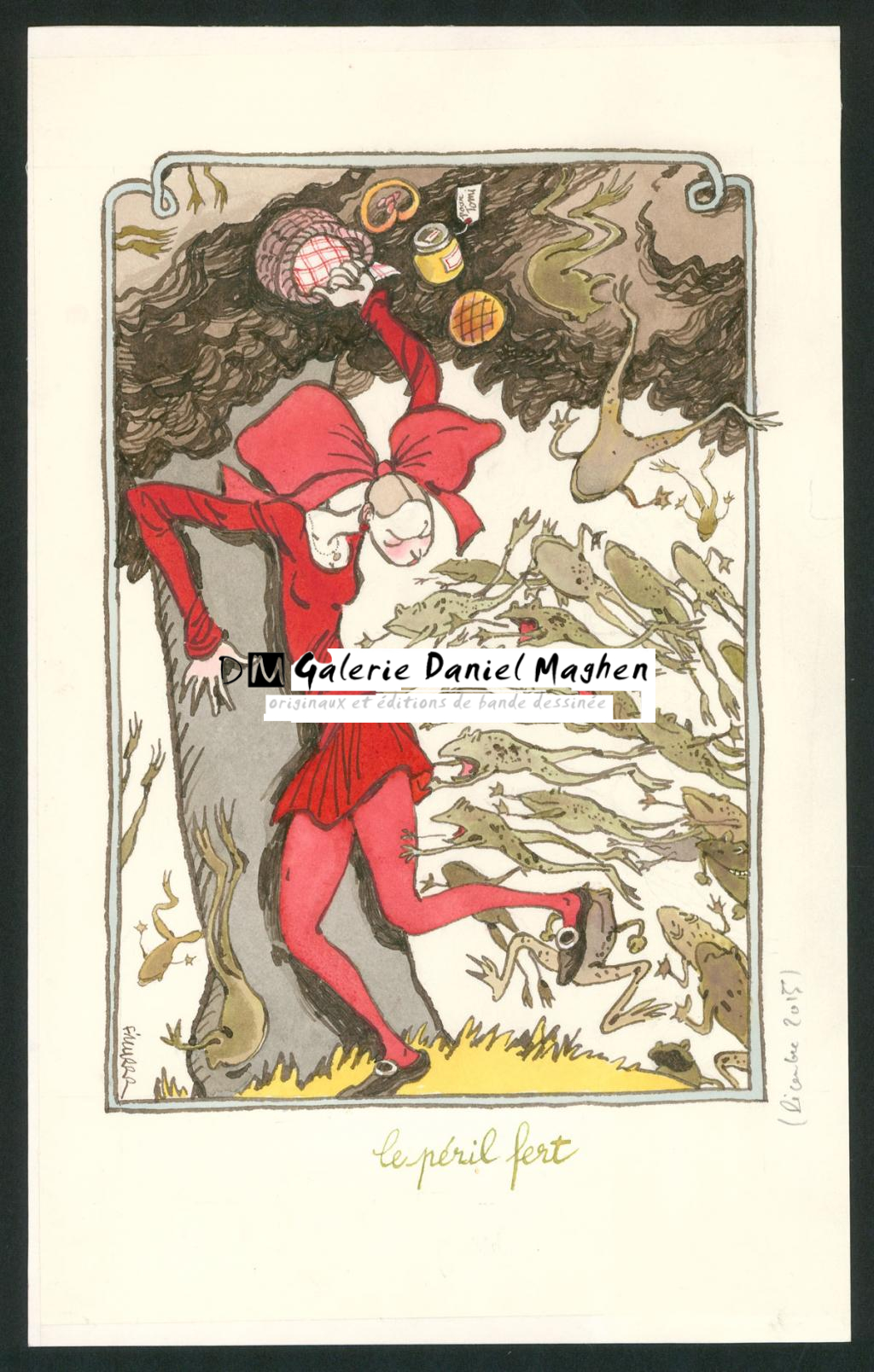 Illustration originale - Hommage à Tomi Ungerer - le péril fert - F'murr - Encre de couleur sur papier - 3697