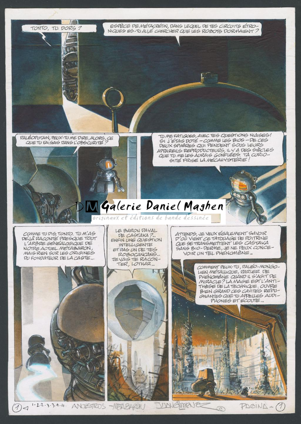 Planche originale n°1 accompagnée de sa première étape - Juan Gimenez - Technique mixte - 4398