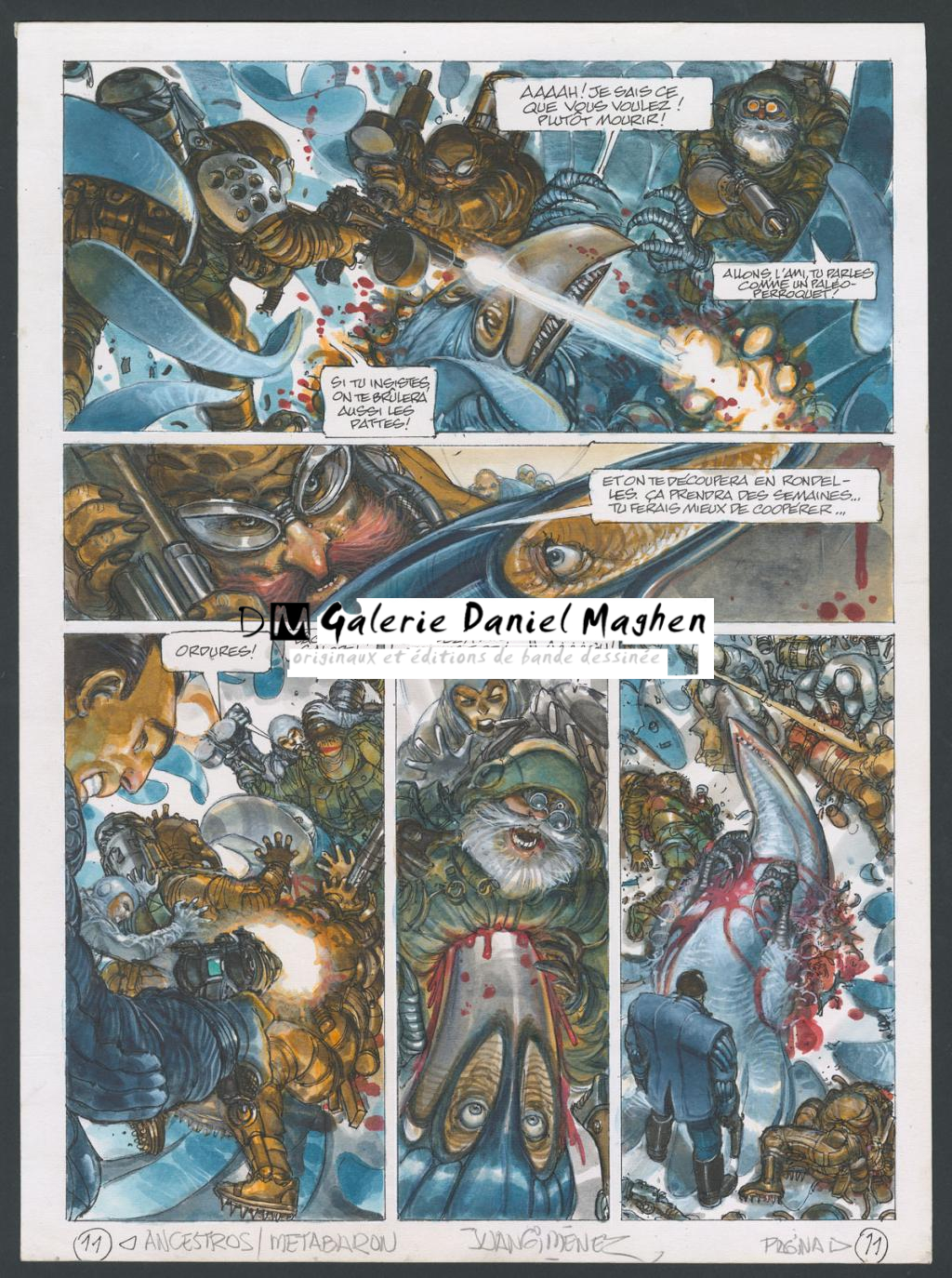 Planche originale n°11 accompagnée de sa première étape - Juan Gimenez - Technique mixte - 4404