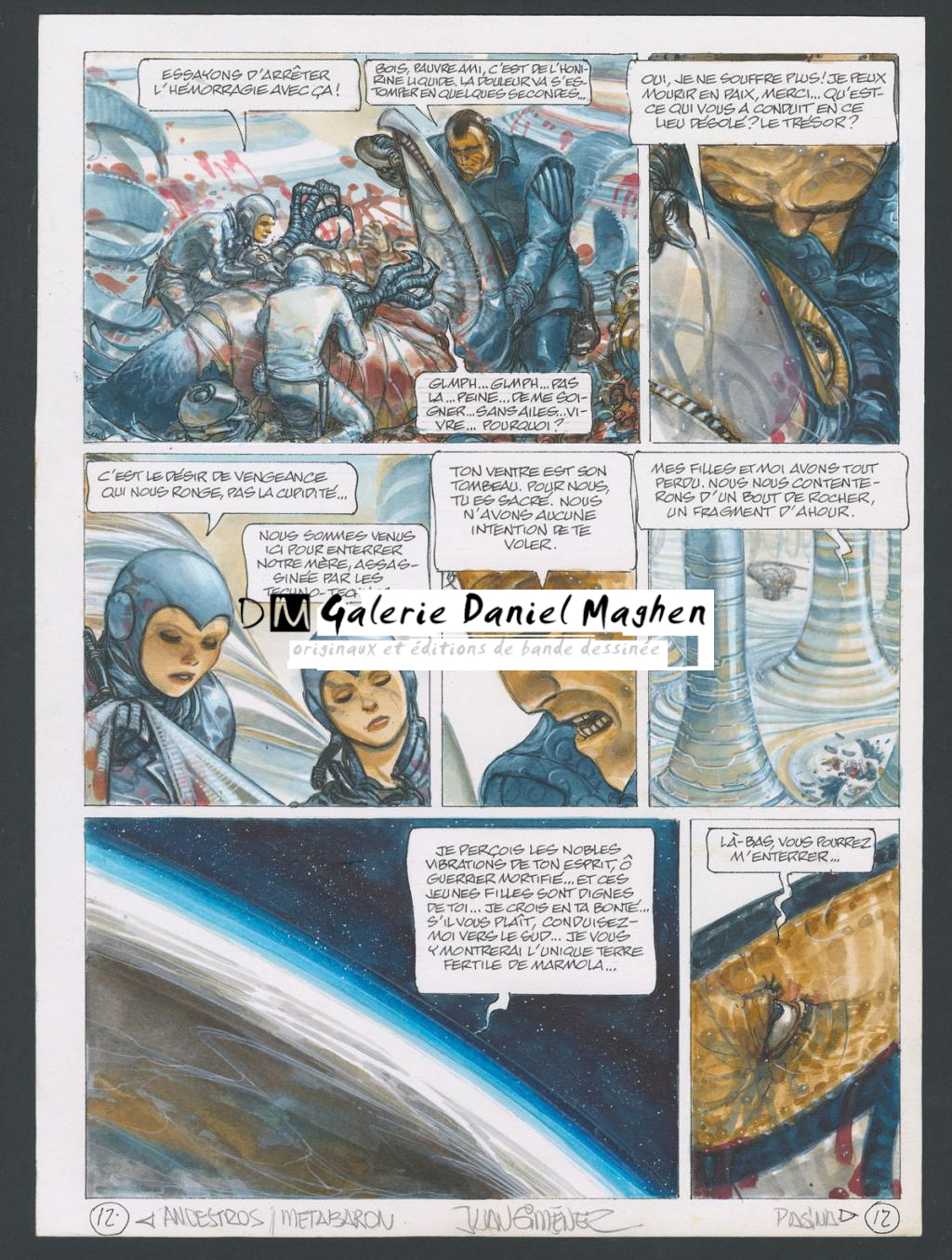 Planche originale n°12 accompagnée de sa première étape - Juan Gimenez - Technique mixte - 4405