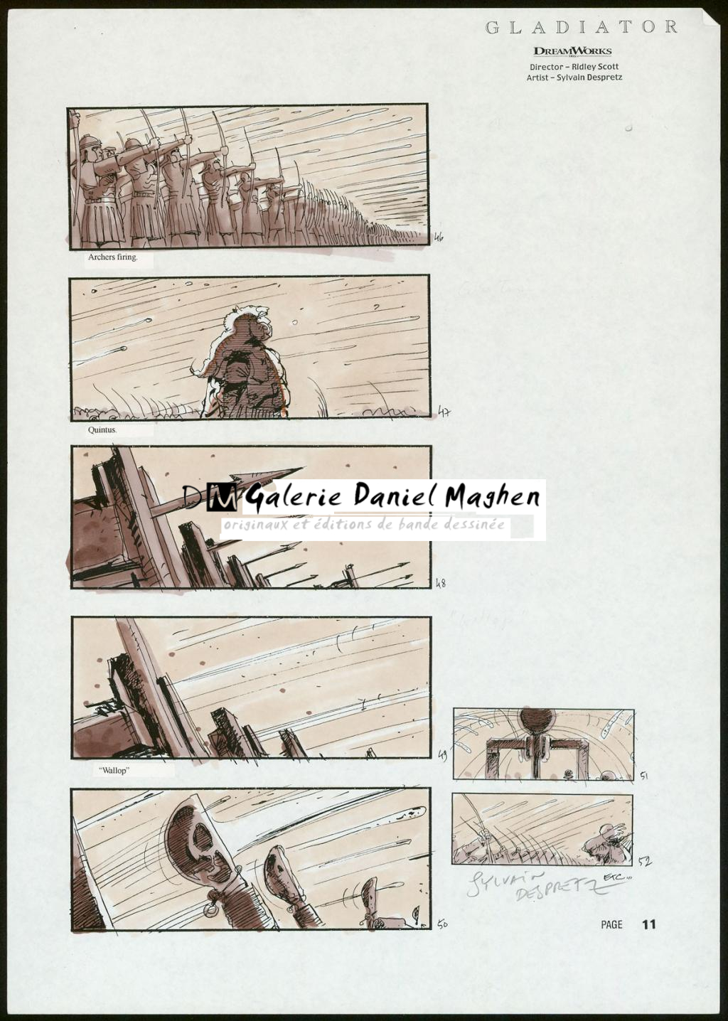 Story board pour le film Gladiator de Ridley Scott - Sylvain Despretz - Technique mixte sur papier - 3678